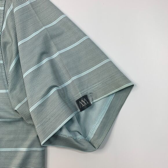 Matte Grey Polo Shirt Mens L Large Striped Stretch Side Seam Slit Short Sleeve - Picture 8 of 11